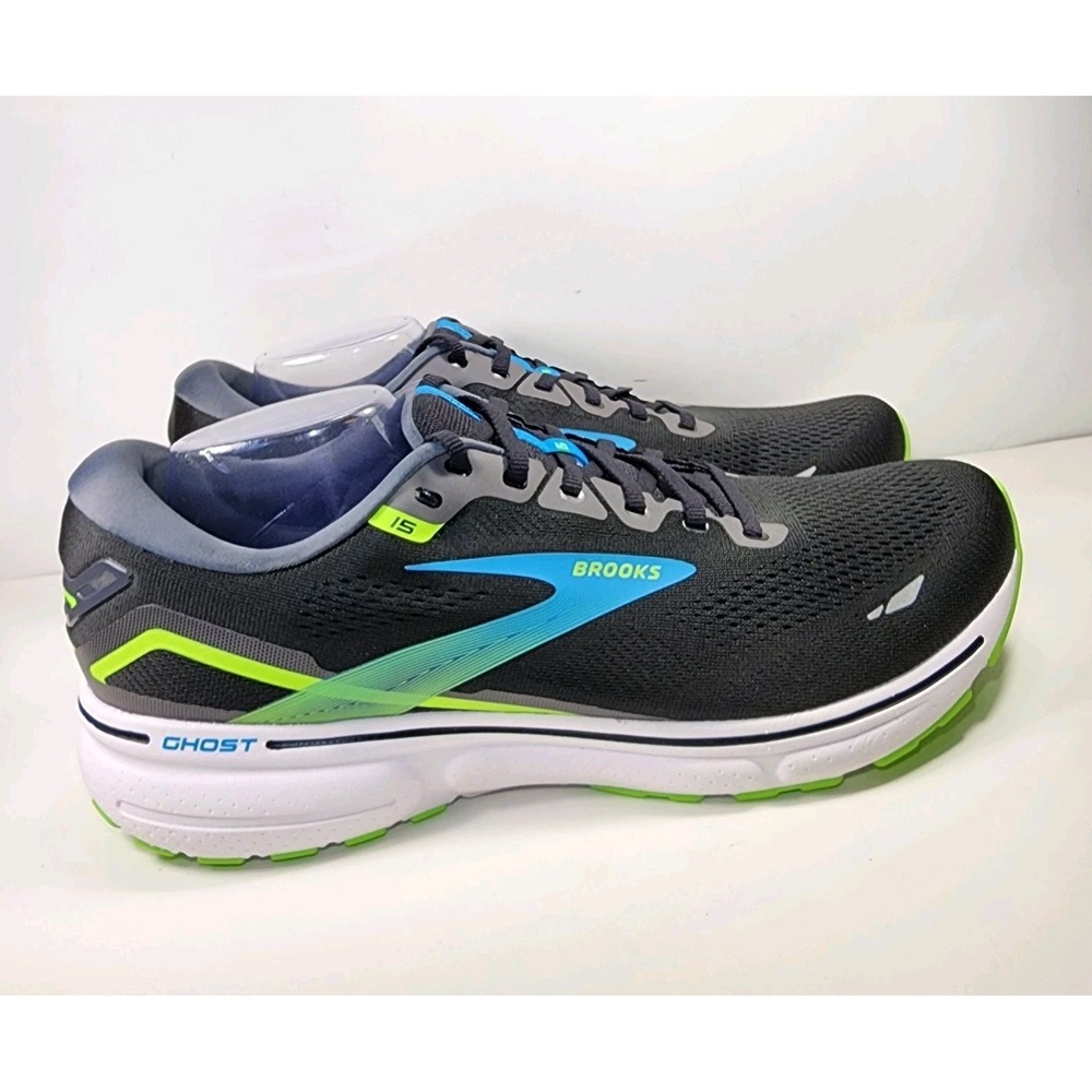 Brooks Ghost 15 Running Shoes Mens 14 Black Laced Athletic Sneakers Reflective